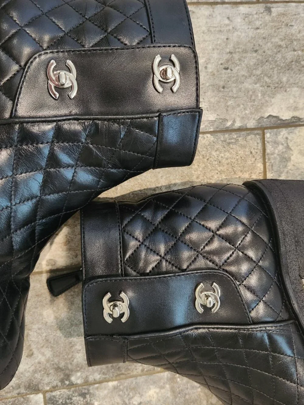 Chanel Black Quilted Calfskin Short Boots, Authentic - Picture 7 of 14